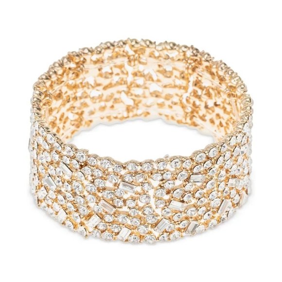 INC International Concepts Jewelry - INC International Concepts.Wide Crystal Cluster Stretch Bracelet